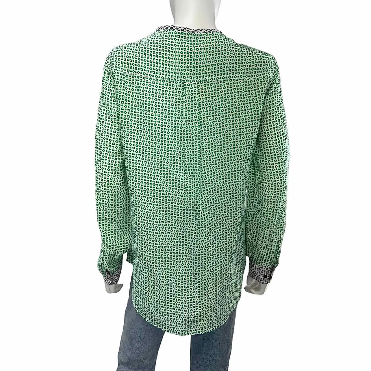 EQUIPMENT Green Silk Print Button Down Size S