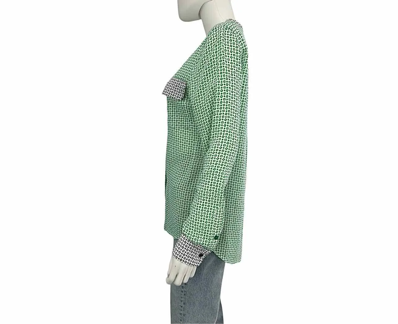 EQUIPMENT Green Silk Print Button Down Size S