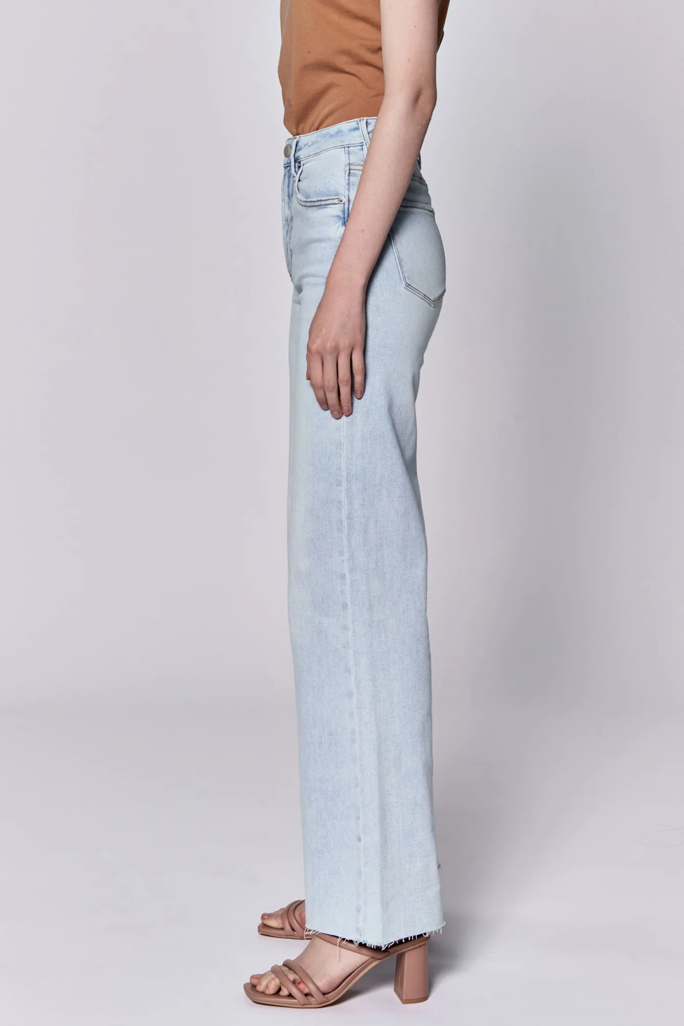 FIONA HIGH RISE FULL INSEAM CUT OFF HEM JEANS SEASIDE