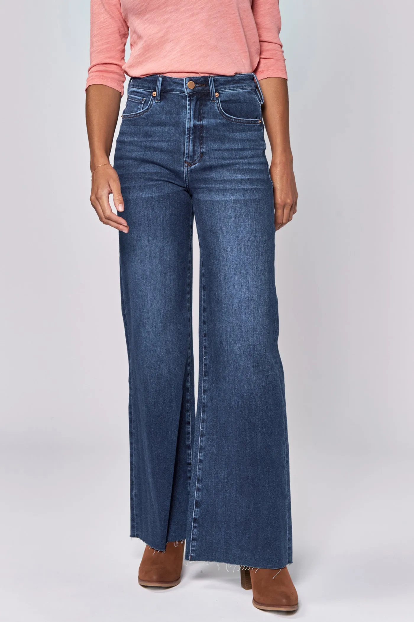 FIONA HIGH RISE FULL INSEAM CUT OFF HEM JEANS STAR DEMAND