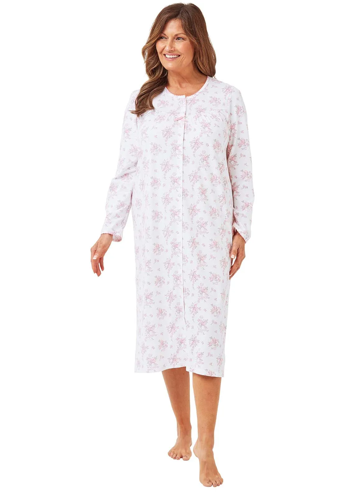 Floral Button Thru Nightdress - Pink