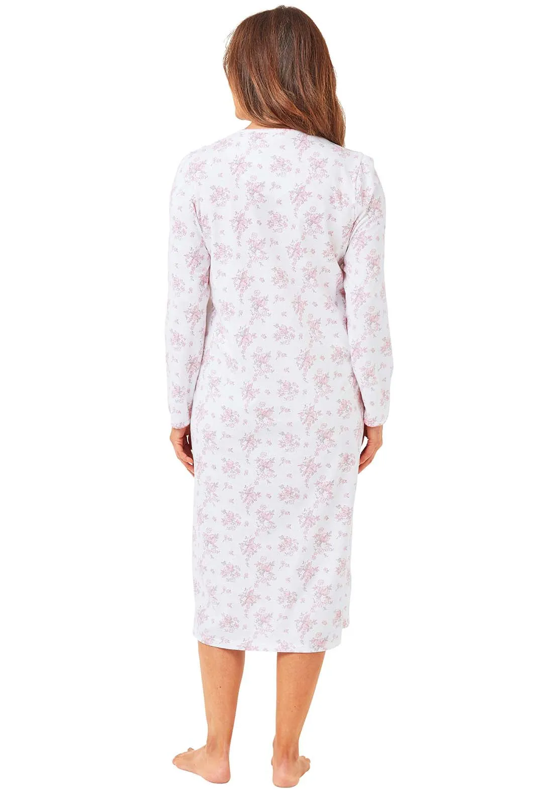 Floral Button Thru Nightdress - Pink
