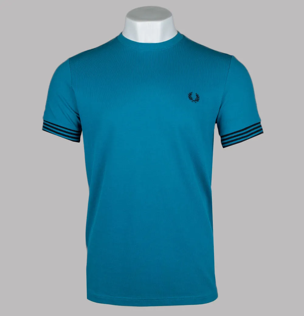 Fred Perry Striped Cuff T-Shirt Ocean
