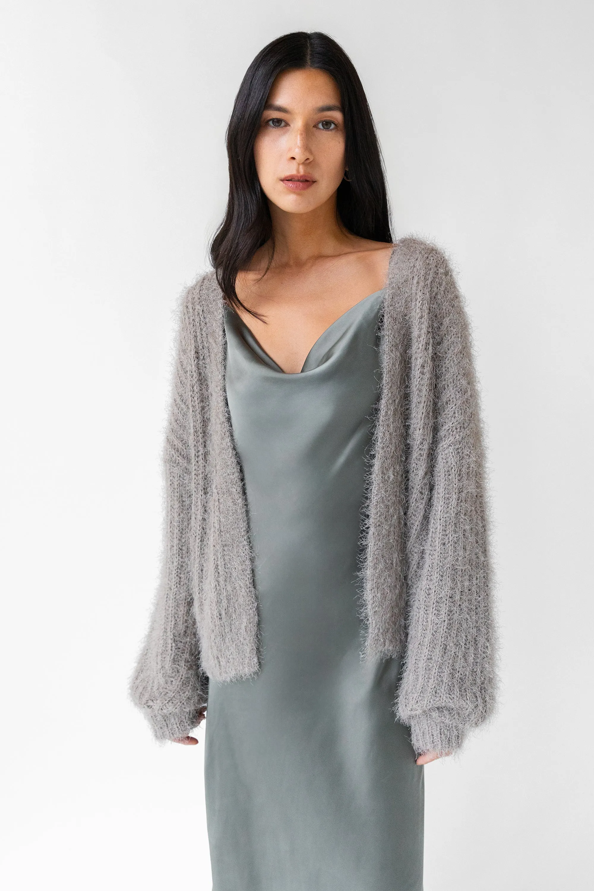 FUZZY OPEN FRONT CARDIGAN