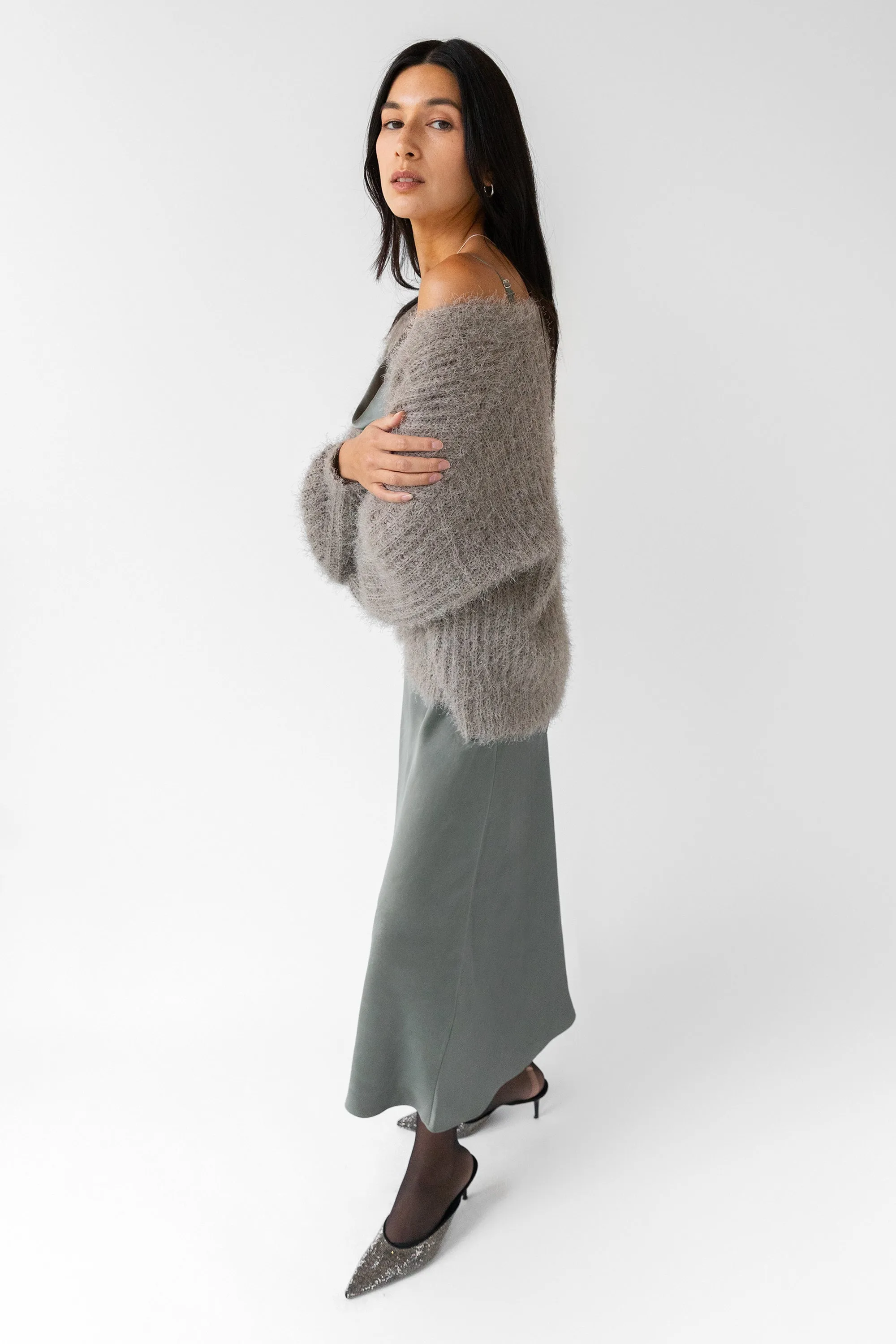 FUZZY OPEN FRONT CARDIGAN