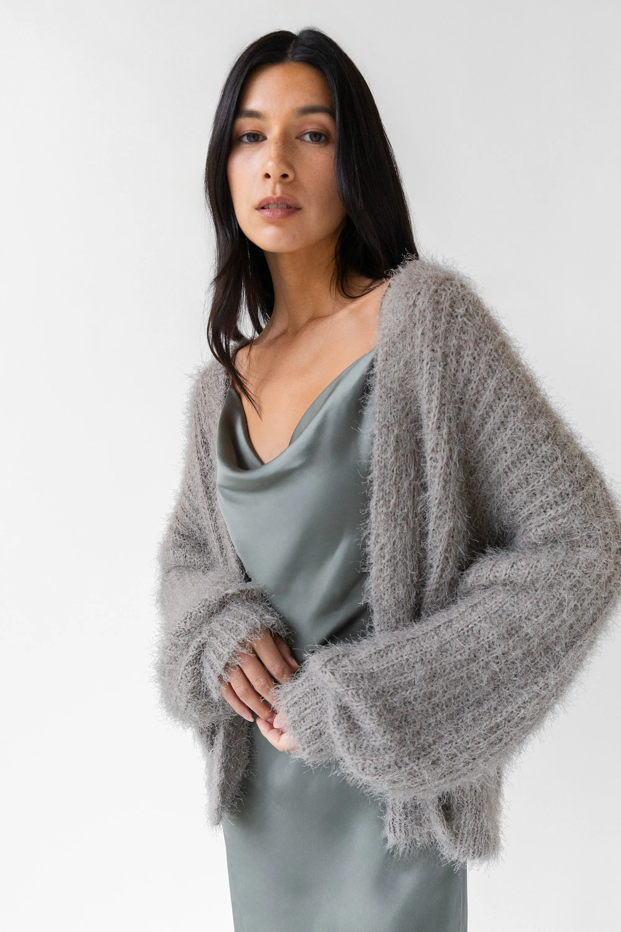 FUZZY OPEN FRONT CARDIGAN