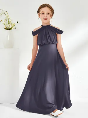 Halter Off-the-shoulder Junior Bridesmaid Dress Stormy