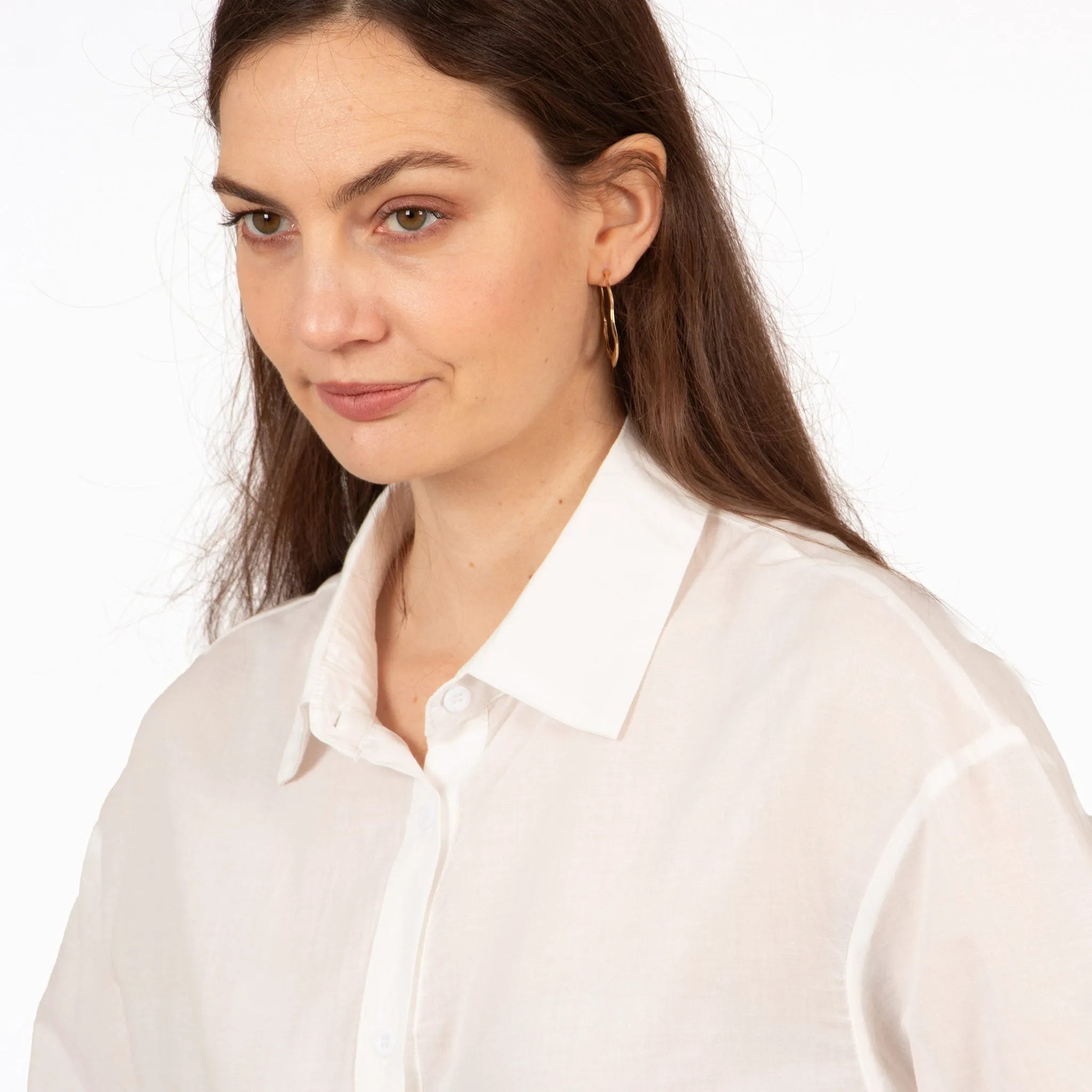 Hattie Long Sleeve Shirt - White, Broderie Anglaise