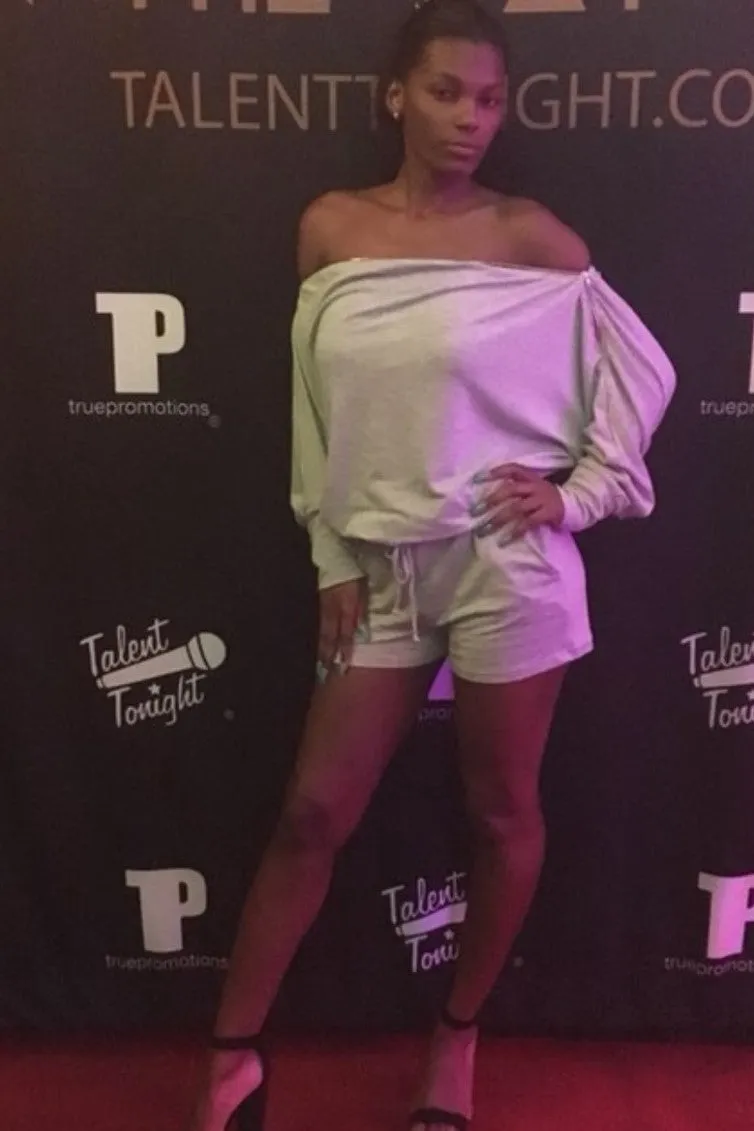 Hello Gorgeous Off the Shoulder Romper with Gold Zipper Details in Heather Gray