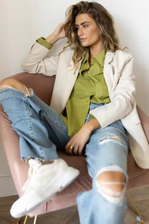 Kathryn Button Up Shirt in Green - FINAL SALE