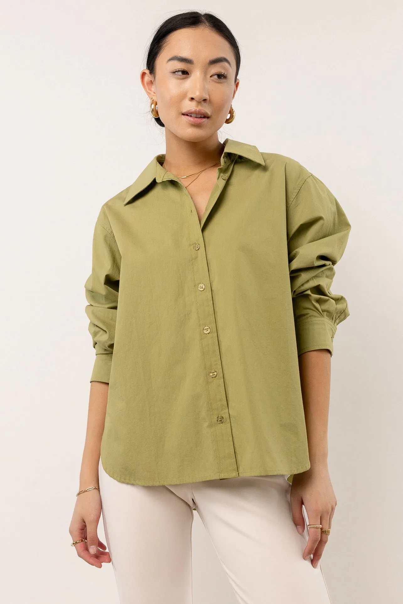 Kathryn Button Up Shirt in Green - FINAL SALE