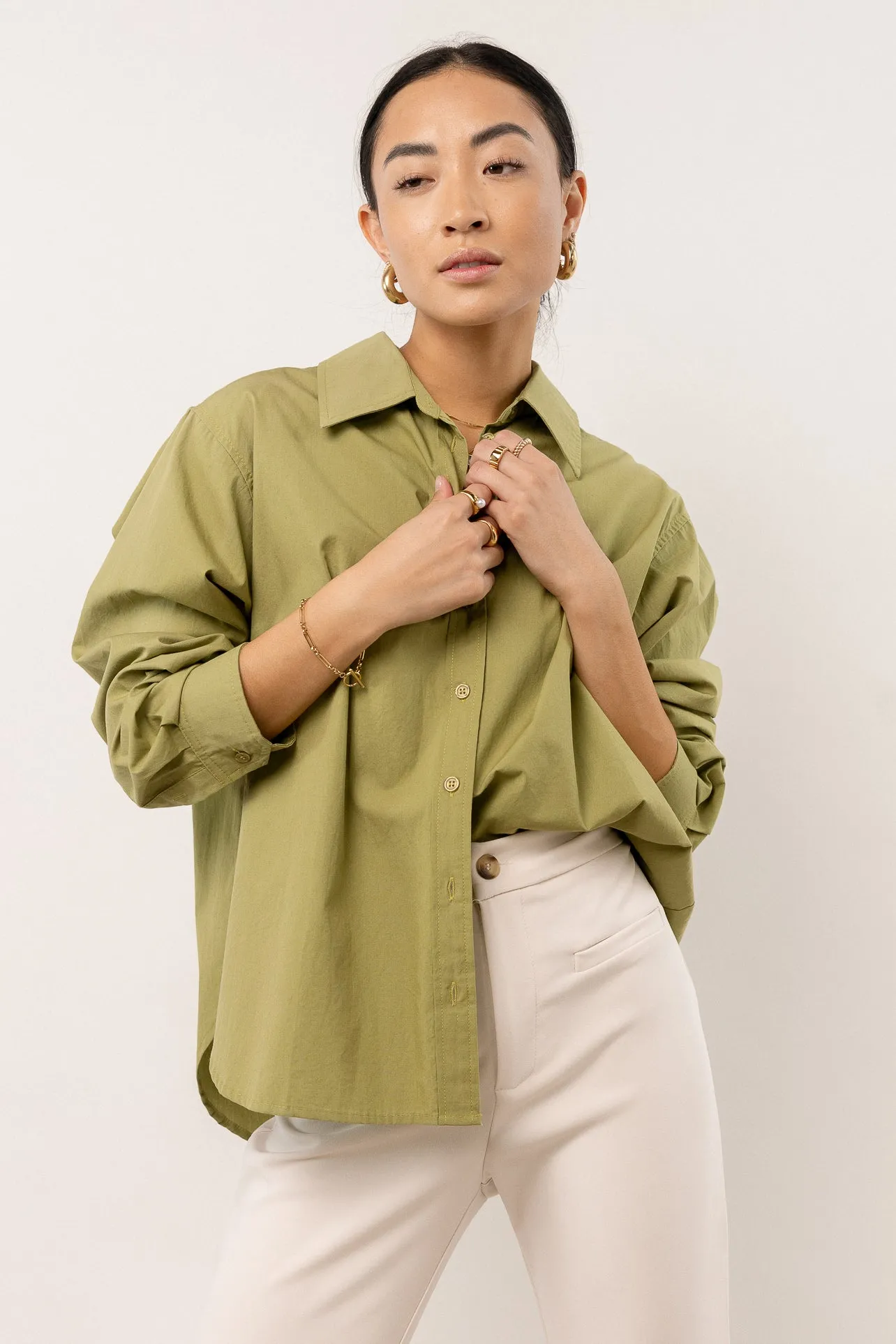Kathryn Button Up Shirt in Green - FINAL SALE