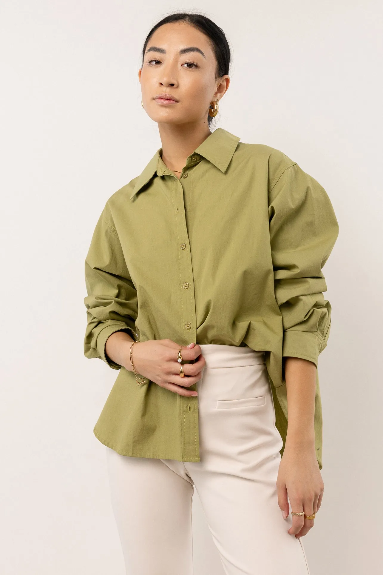 Kathryn Button Up Shirt in Green - FINAL SALE