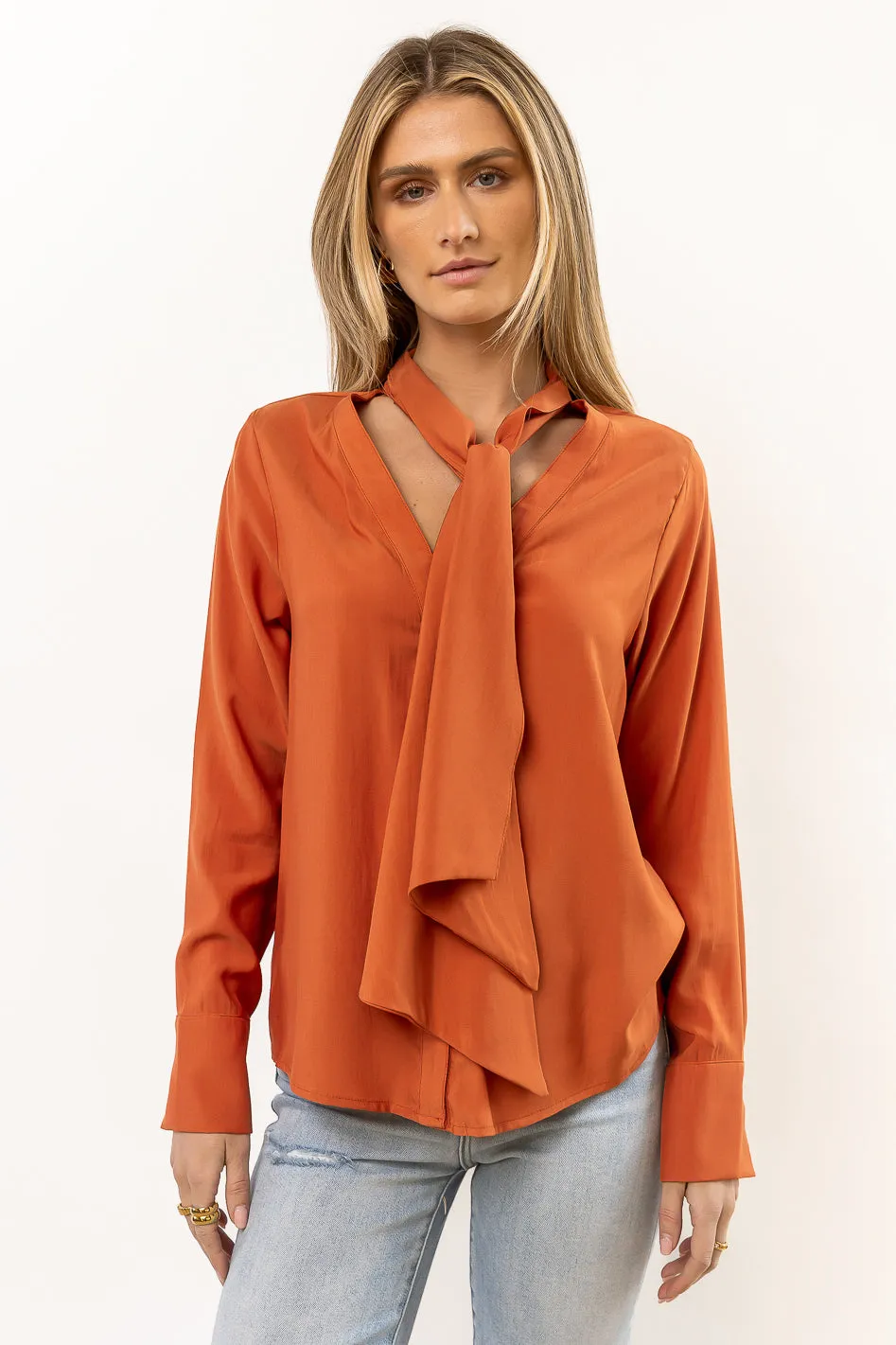 Kayla Tie Front Top in Orange - FINAL SALE