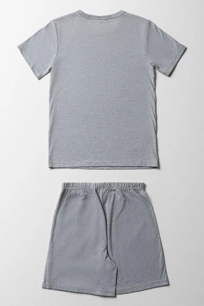 Level-Up Short Sleeve Pj Set Grey