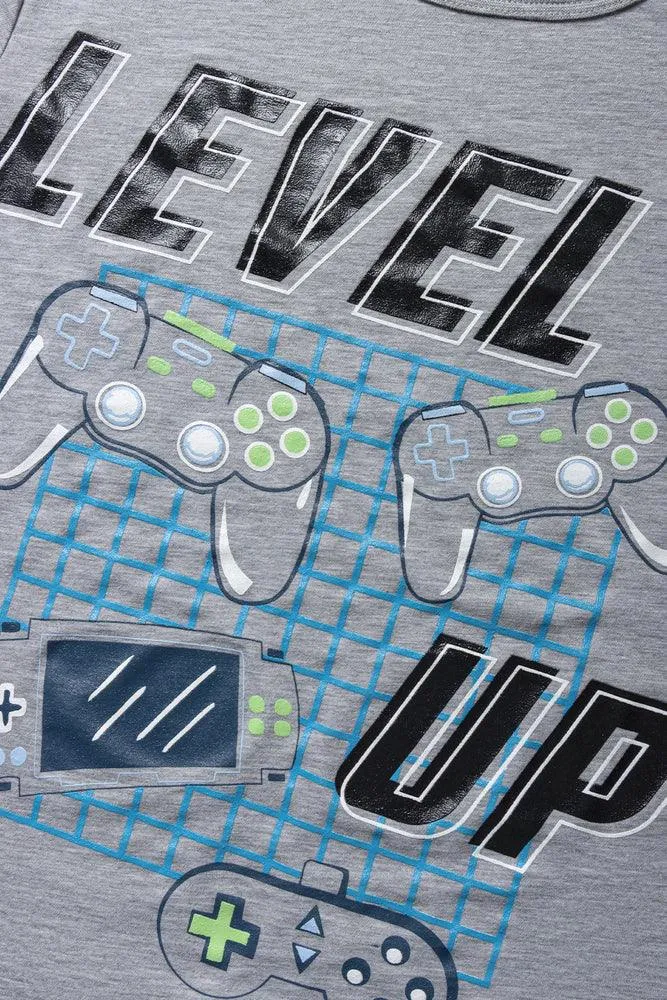 Level-Up Short Sleeve Pj Set Grey