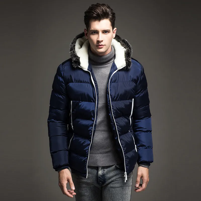 Luna Men's Padded Faux Fur Hooded Jacket