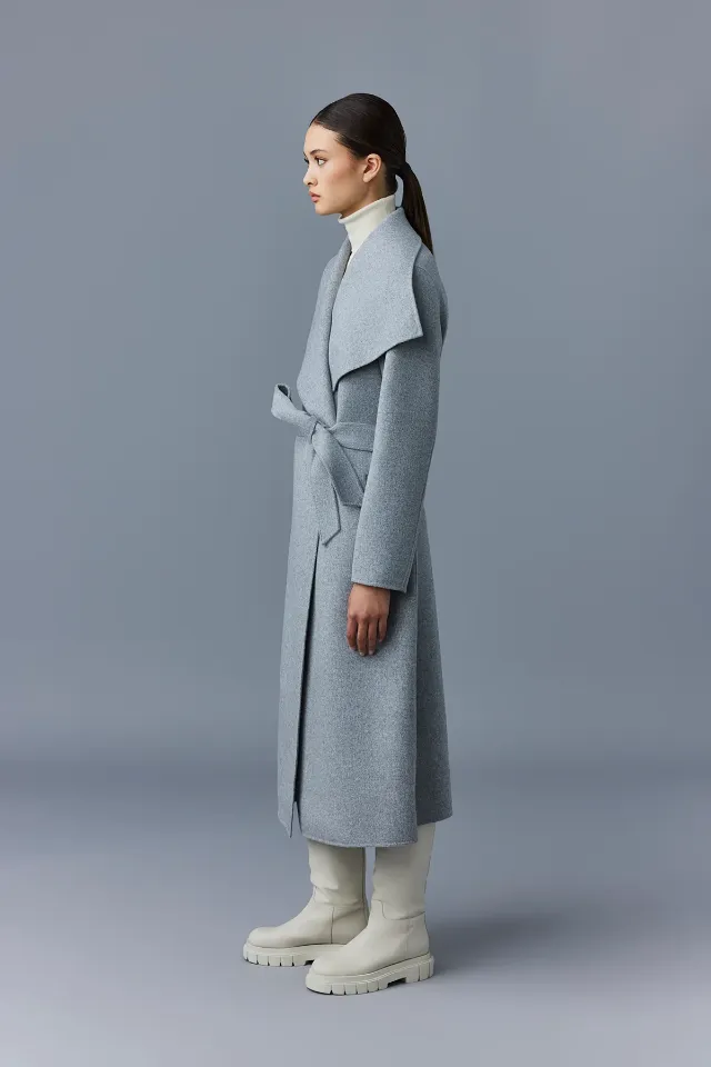 Mackage Mai-CN Light Wool Wrap Coat Lt Grey Melange