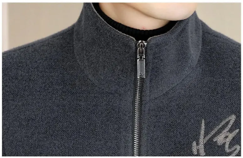 Men's Print Woolen  Stand Collar Jacket