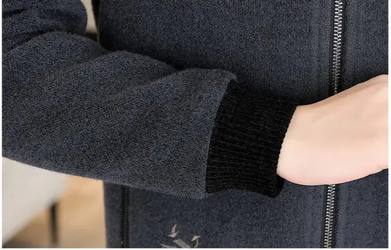 Men's Print Woolen  Stand Collar Jacket