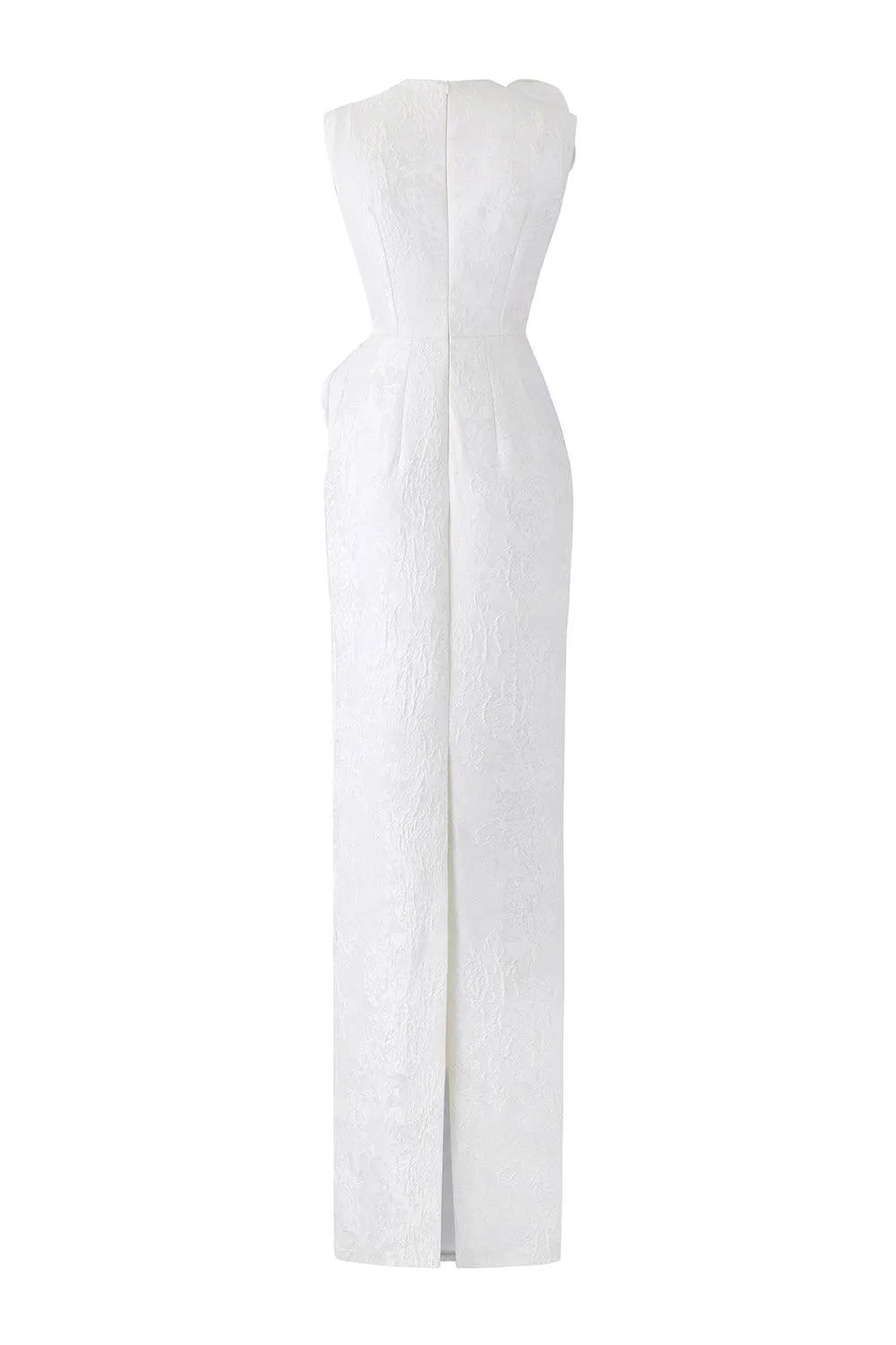 Nocturne Sheath Back Slit Jacquard Floor Length Dress