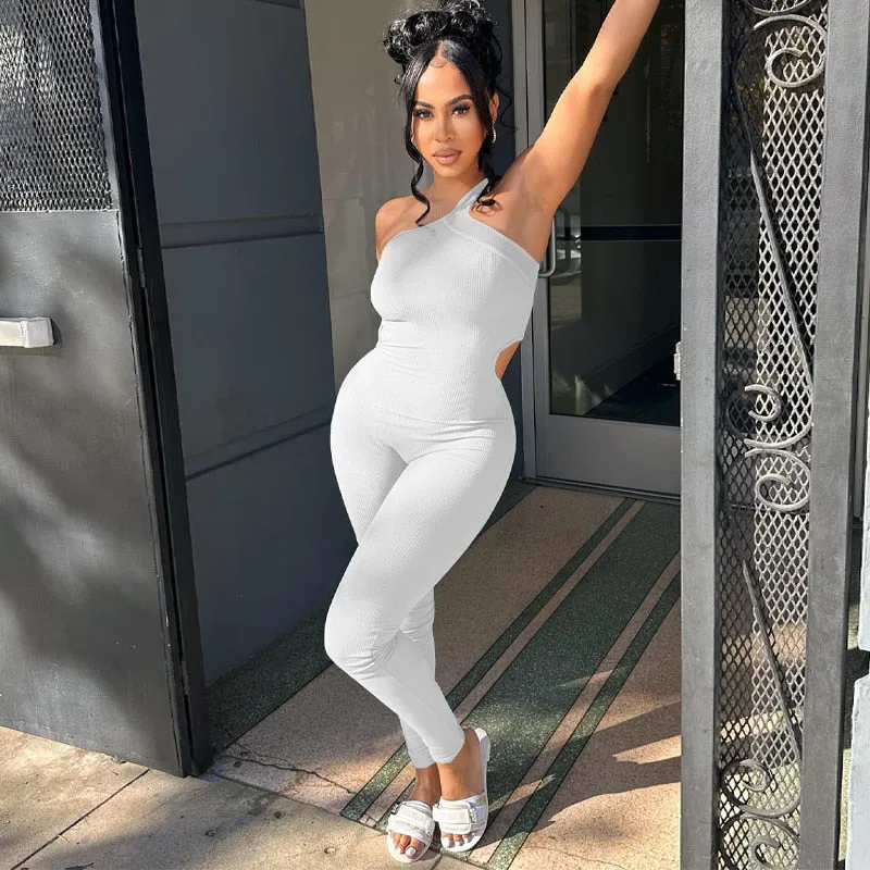 One Shoulder Strappy Jumpsuit