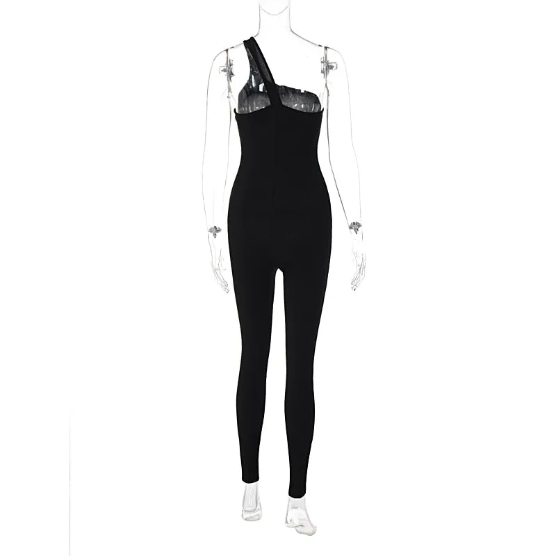 One Shoulder Strappy Jumpsuit