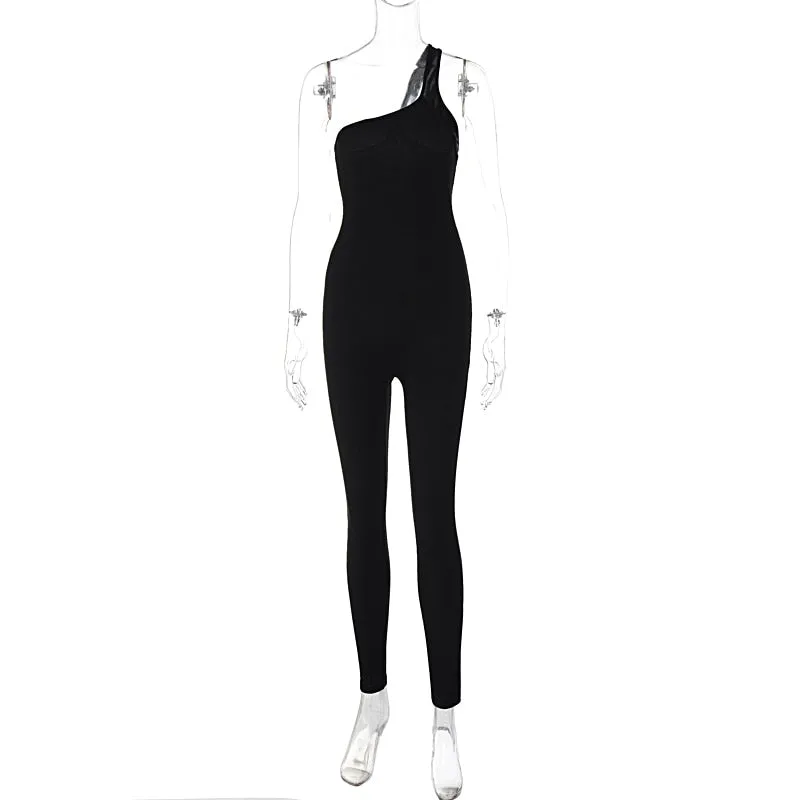 One Shoulder Strappy Jumpsuit