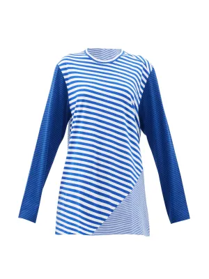 Patchwork striped cotton-jersey top