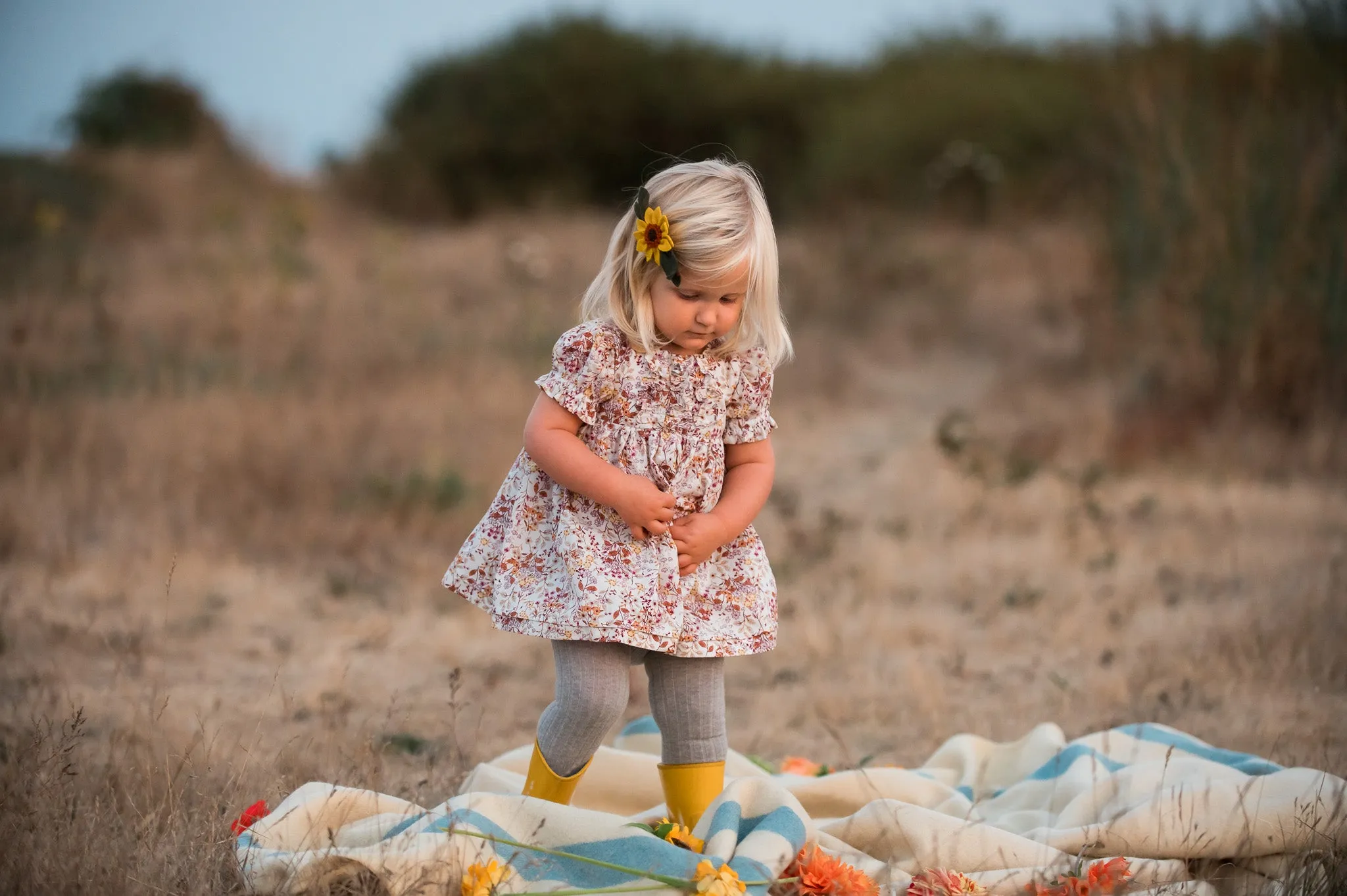 Pipa Dress, In Wheat Cotton Ditsy Floral | MTO