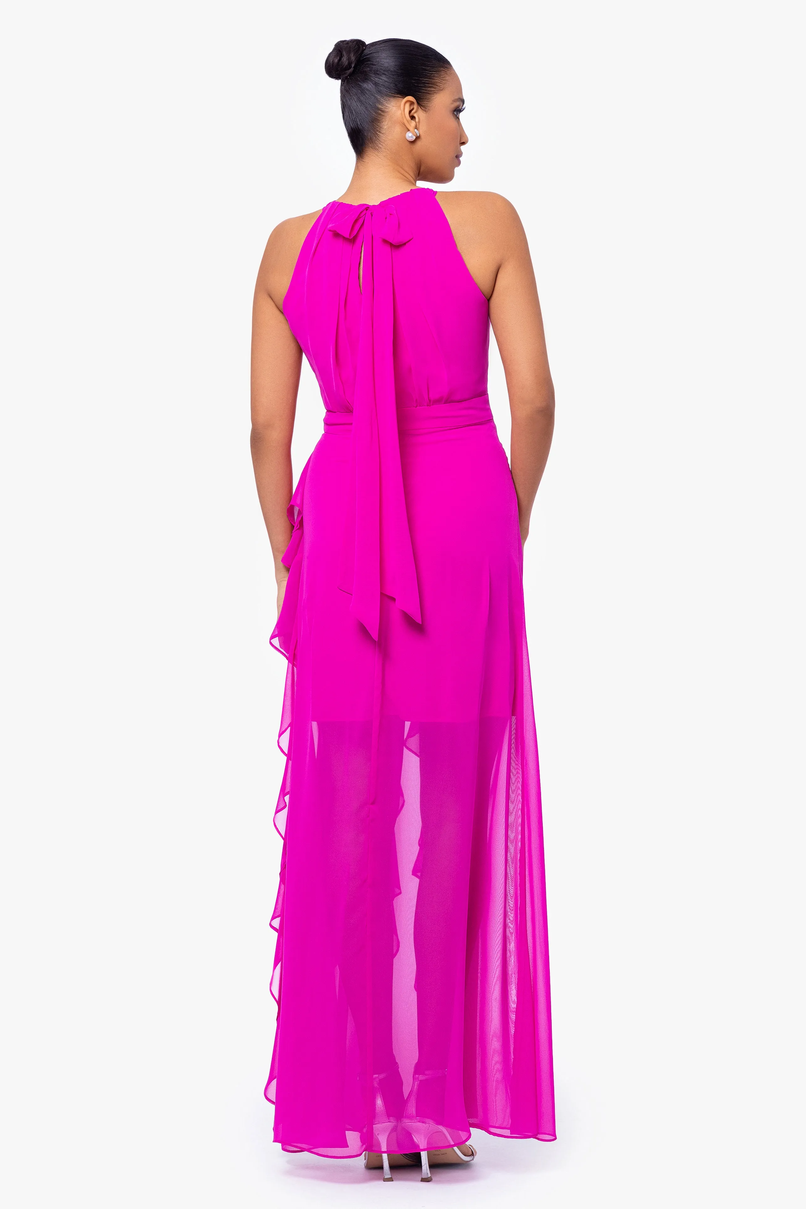 "Helen" Long Chiffon Halter Neck Dress