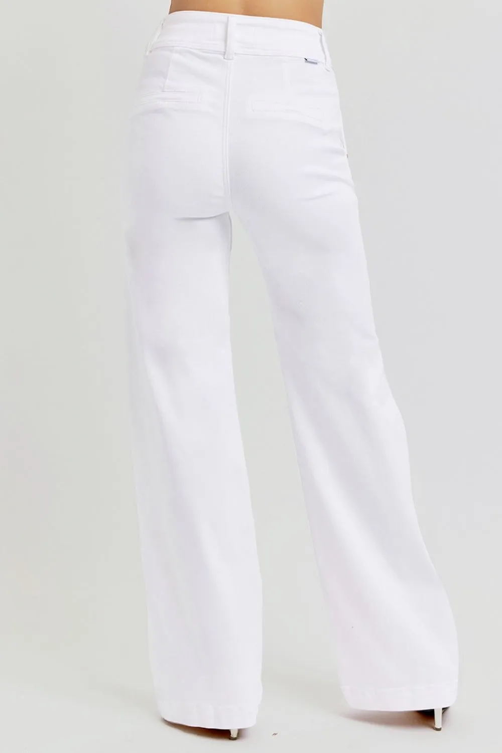 RISEN High-Rise Tummy Control Boyfriend Jeans Double Button Wide Leg Denim Pants