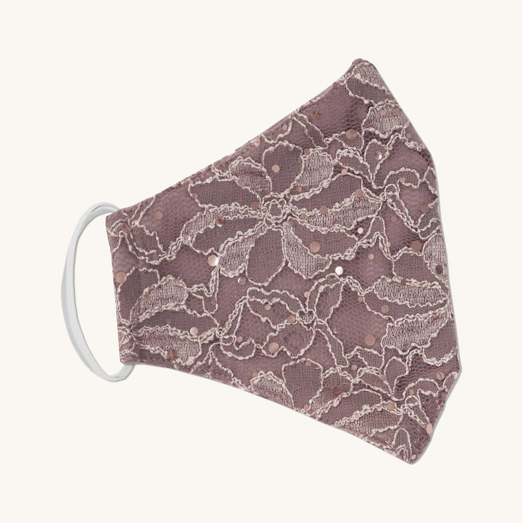 Rosewood Pink Lace Sequin Face Mask