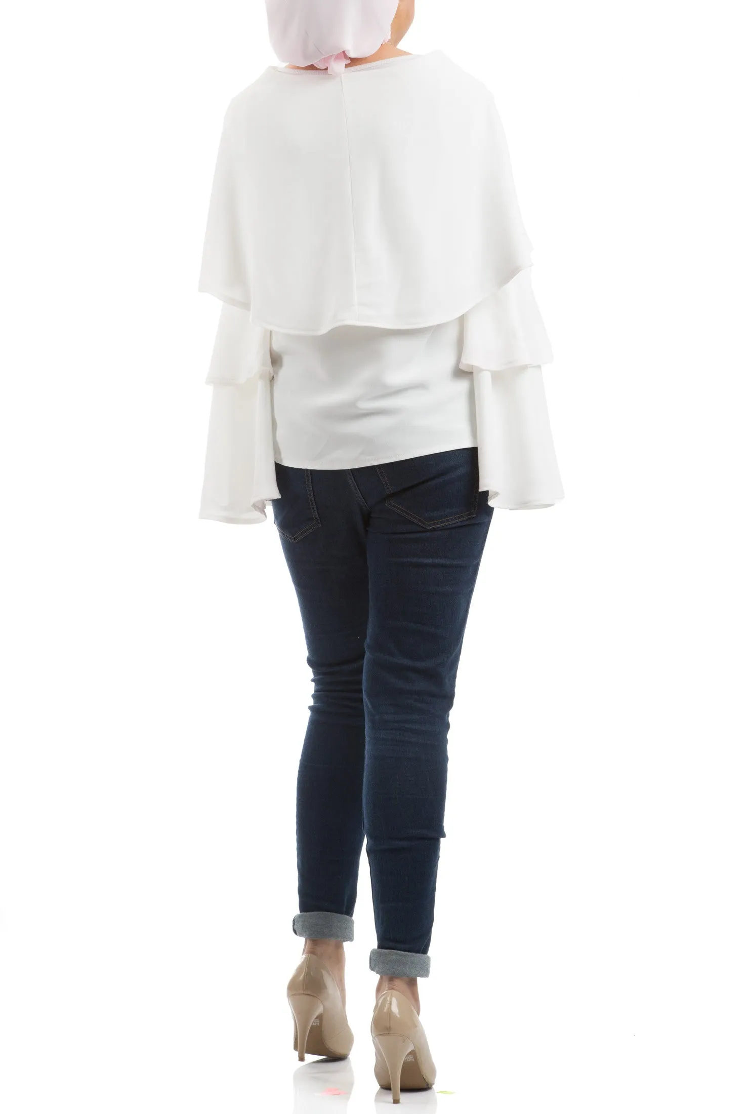 Ruffled Sleeves Blouse - White