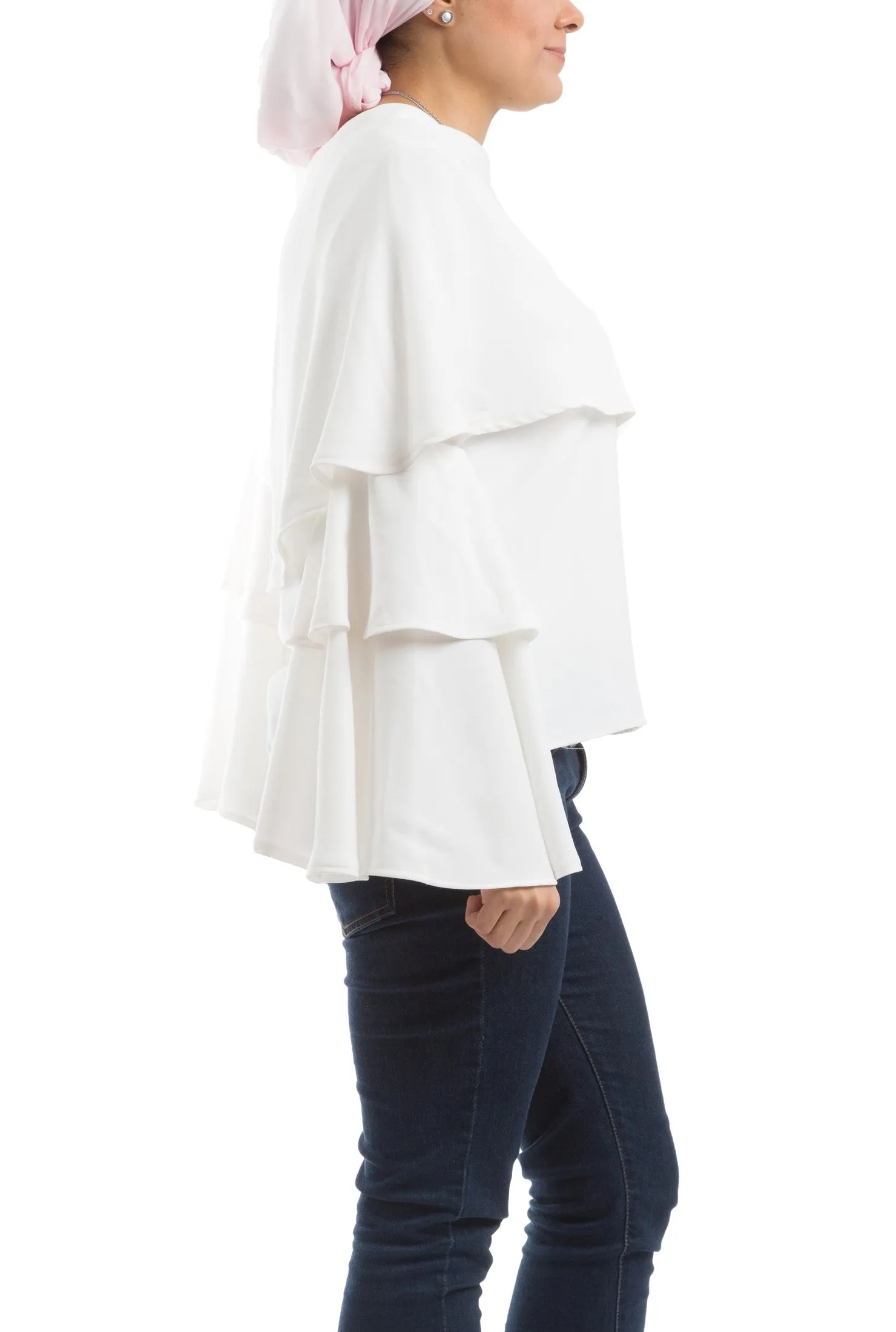 Ruffled Sleeves Blouse - White