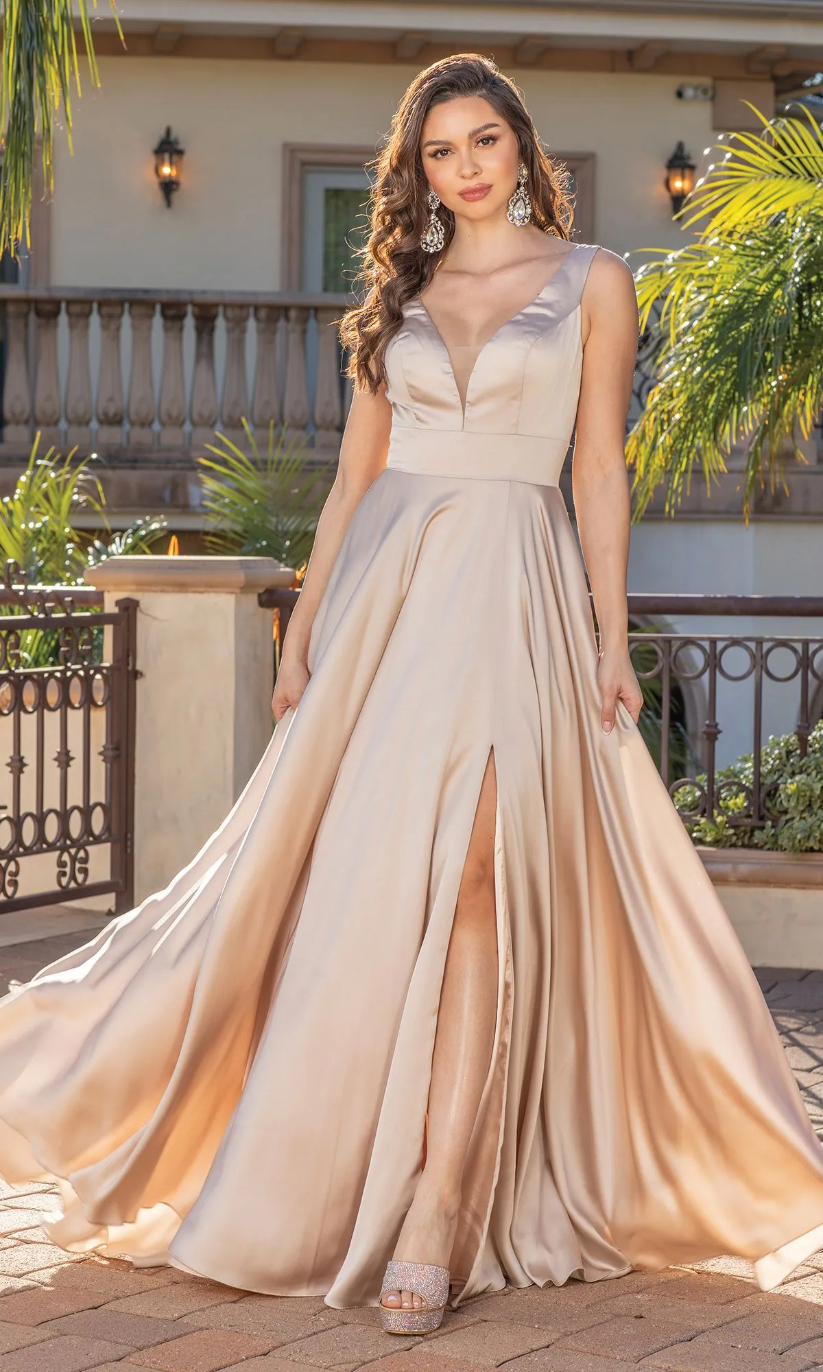 Satin A-Line Classic Long Prom Dress