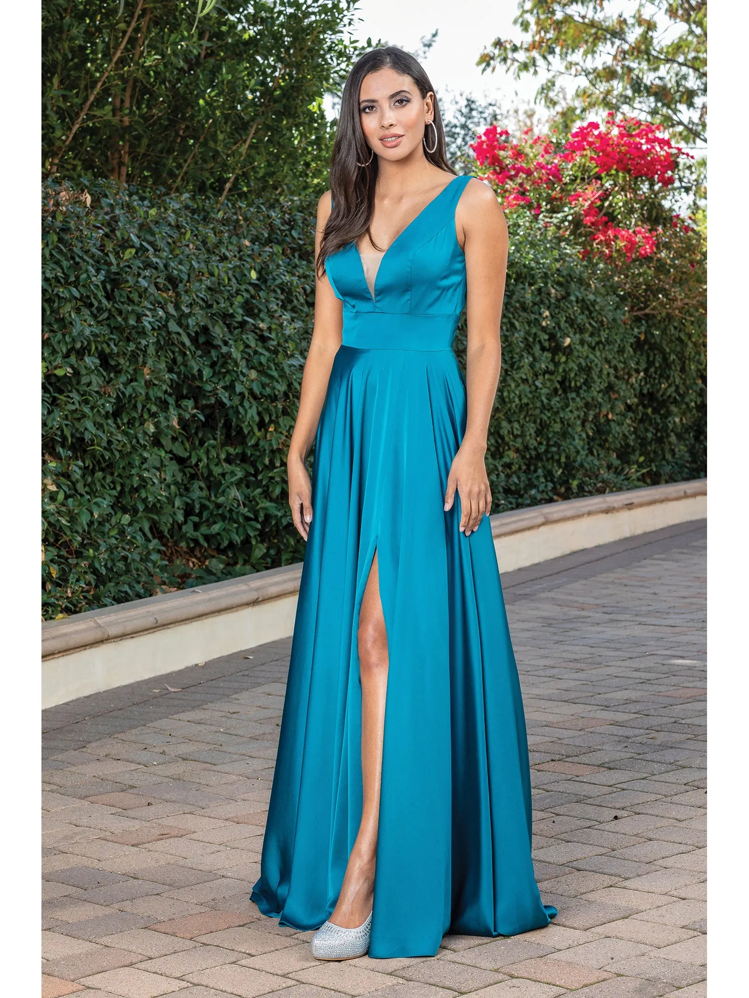 Satin A-Line Classic Long Prom Dress