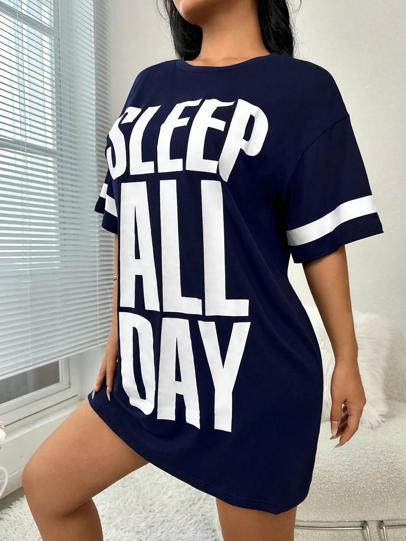 Slogan Graphic Drop Shoulder Nightdress