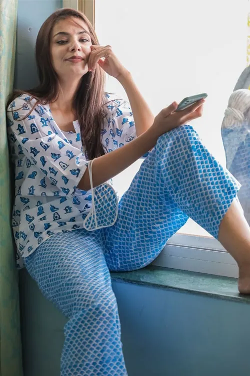 Sootisyahi 'Day Dream' Handblock Printed Cotton Nightsuit