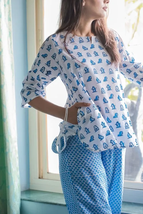 Sootisyahi 'Day Dream' Handblock Printed Cotton Nightsuit
