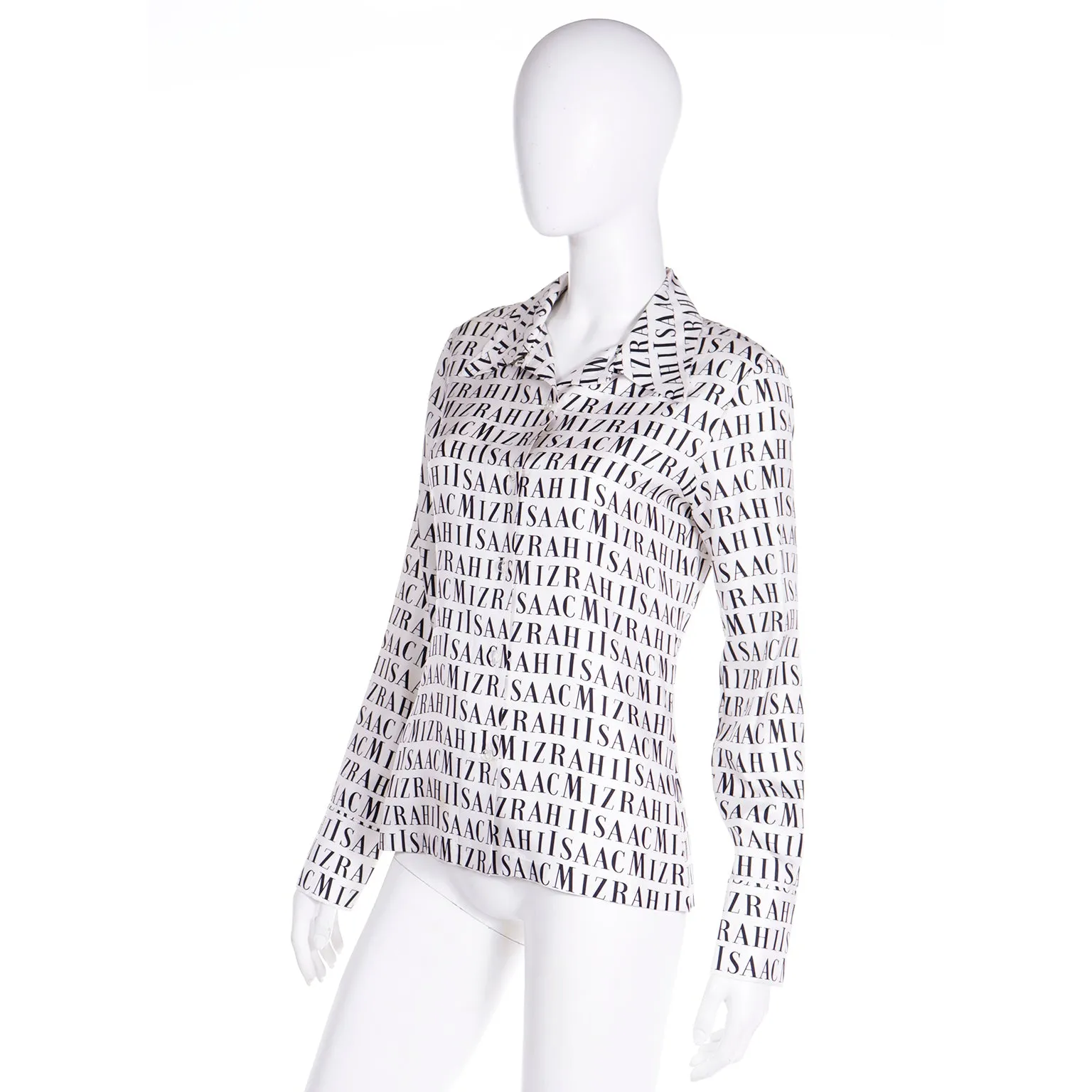 S/S 1997 Vintage Isaac Mizrahi Logo Shirt Monogrammed Button Down Blouse