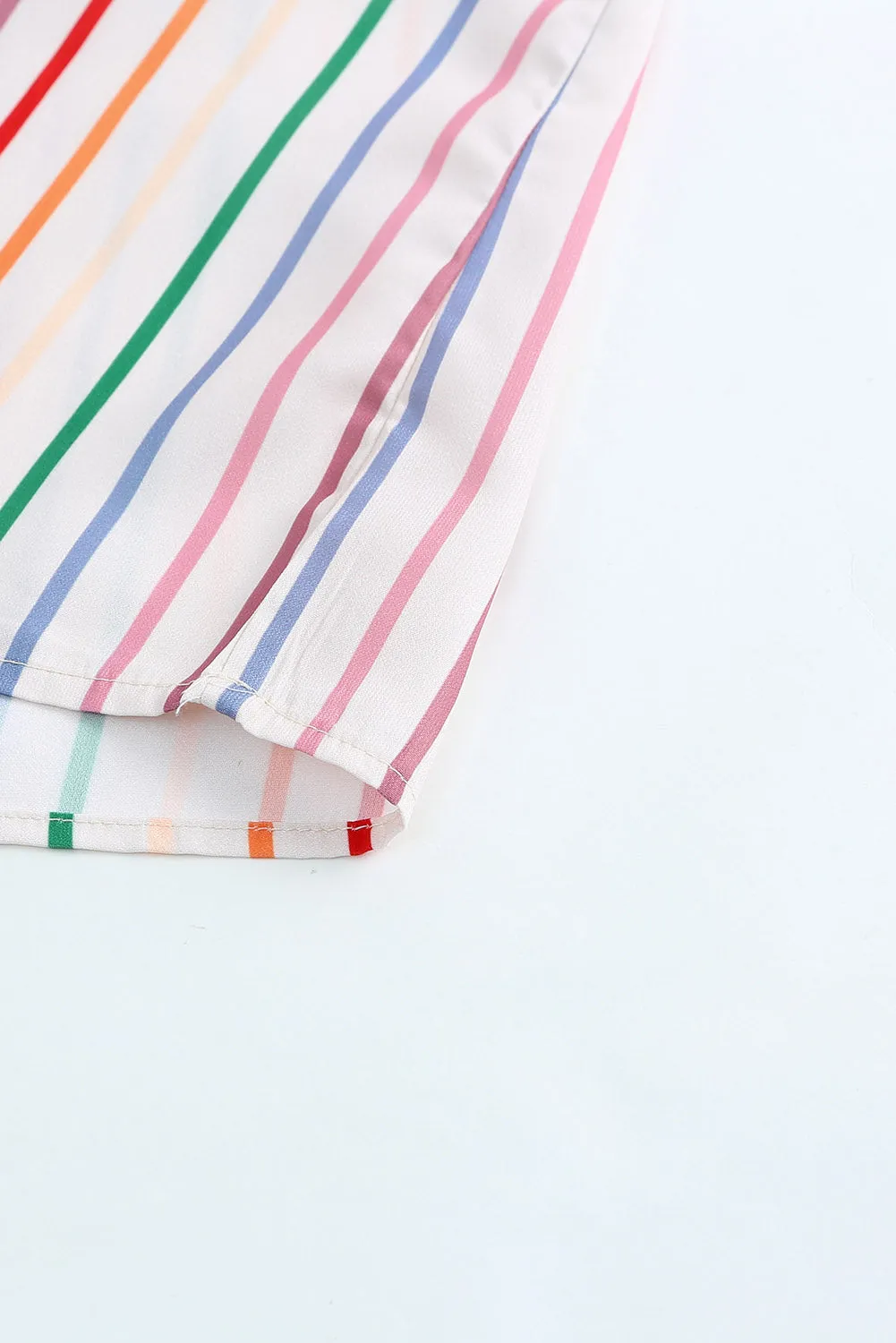 Striped Cap Sleeve Blouse