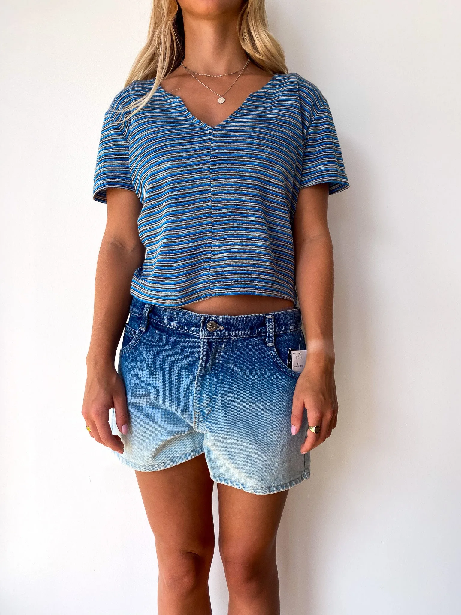 STRIPED V-NECK SHIRT—[S/M]