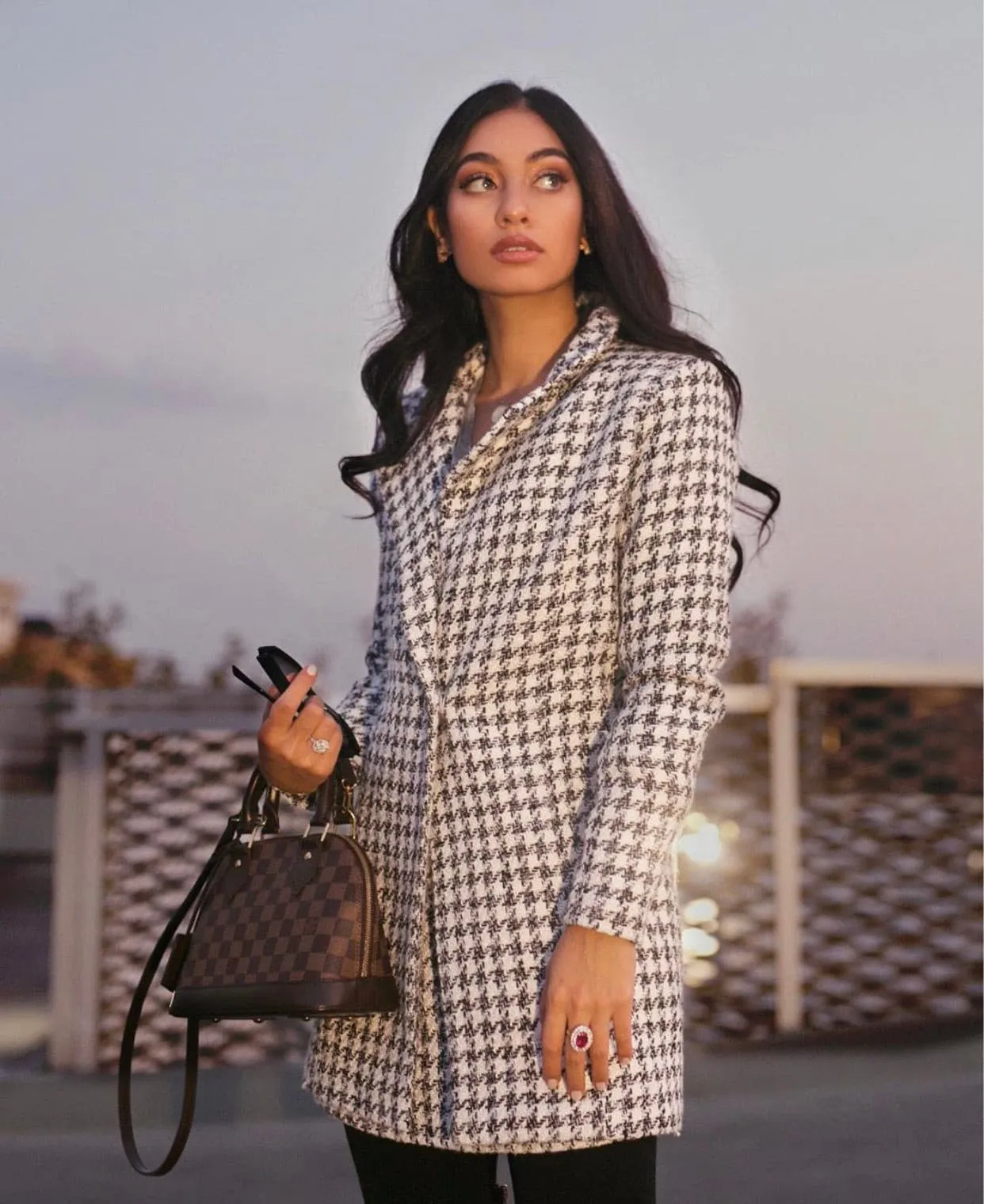 Tweed Coat in black and white