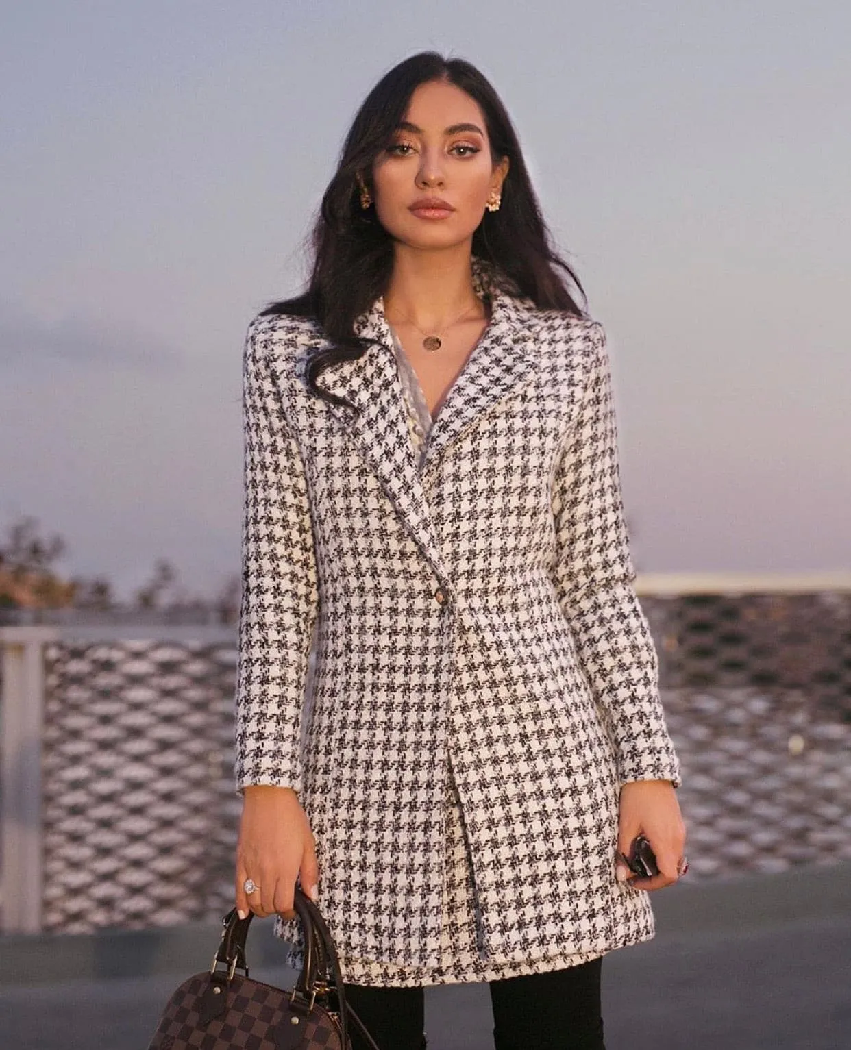 Tweed Coat in black and white
