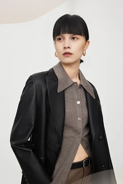 Vintage Double-breasted Leather Trench Coat