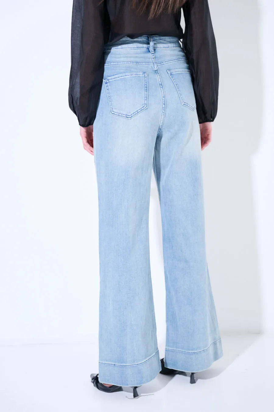 Wide-leg high-rise denim pants wholesale