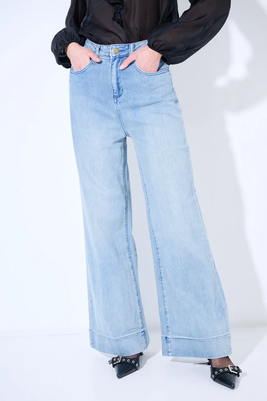 Wide-leg high-rise denim pants wholesale