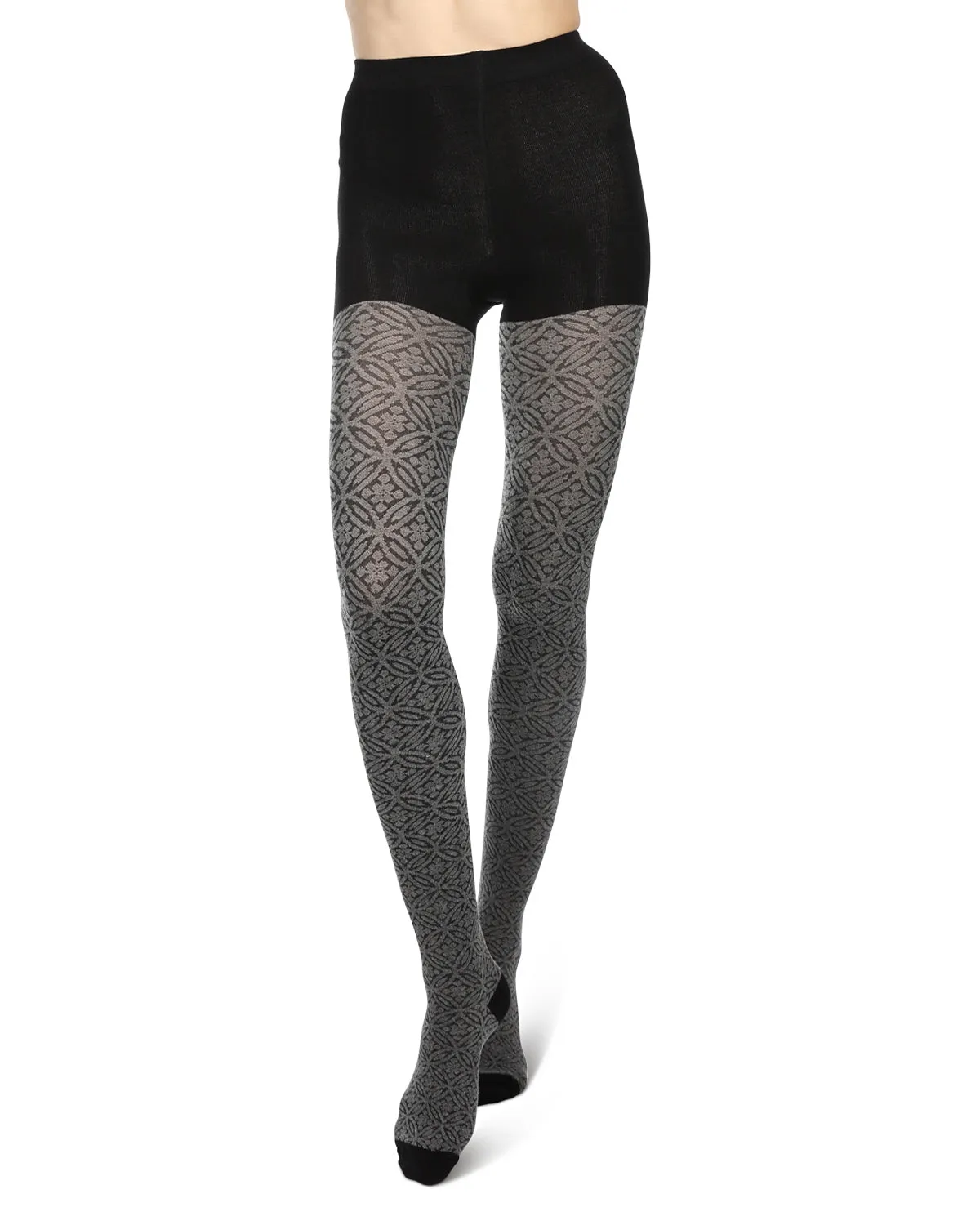 Women's Flattering Floral and Circular Pattern Sweater Tights