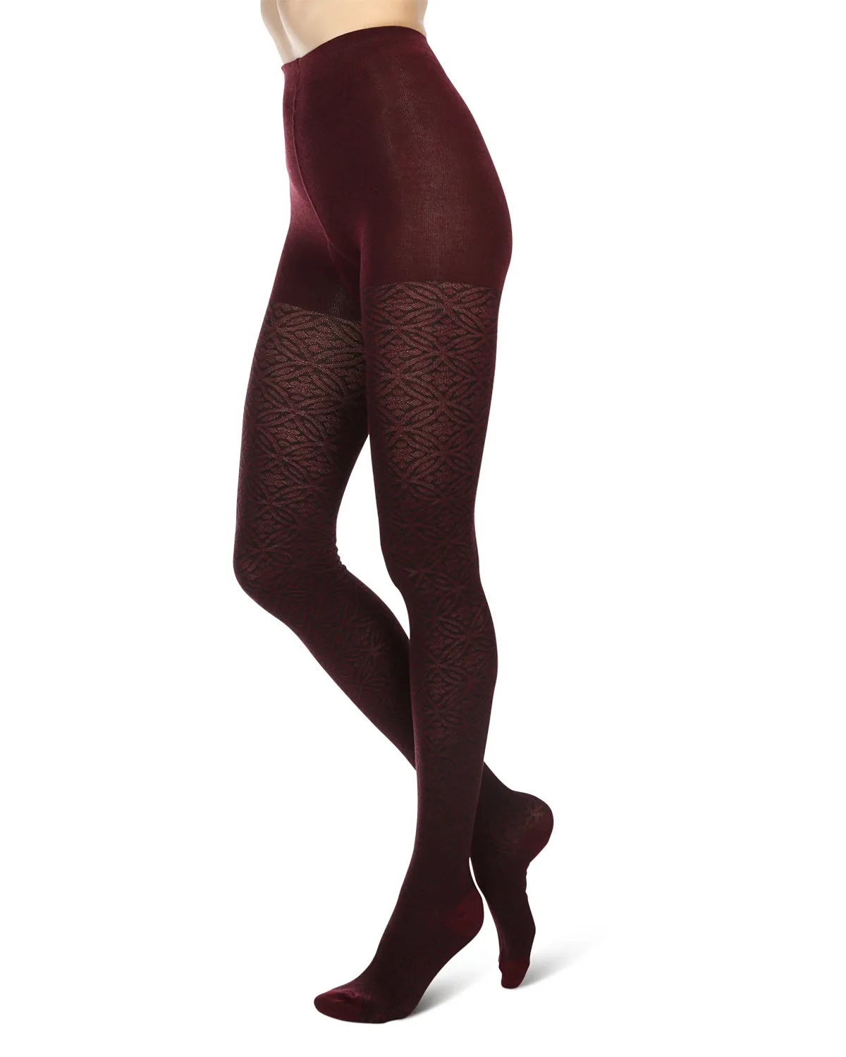 Women's Flattering Floral and Circular Pattern Sweater Tights